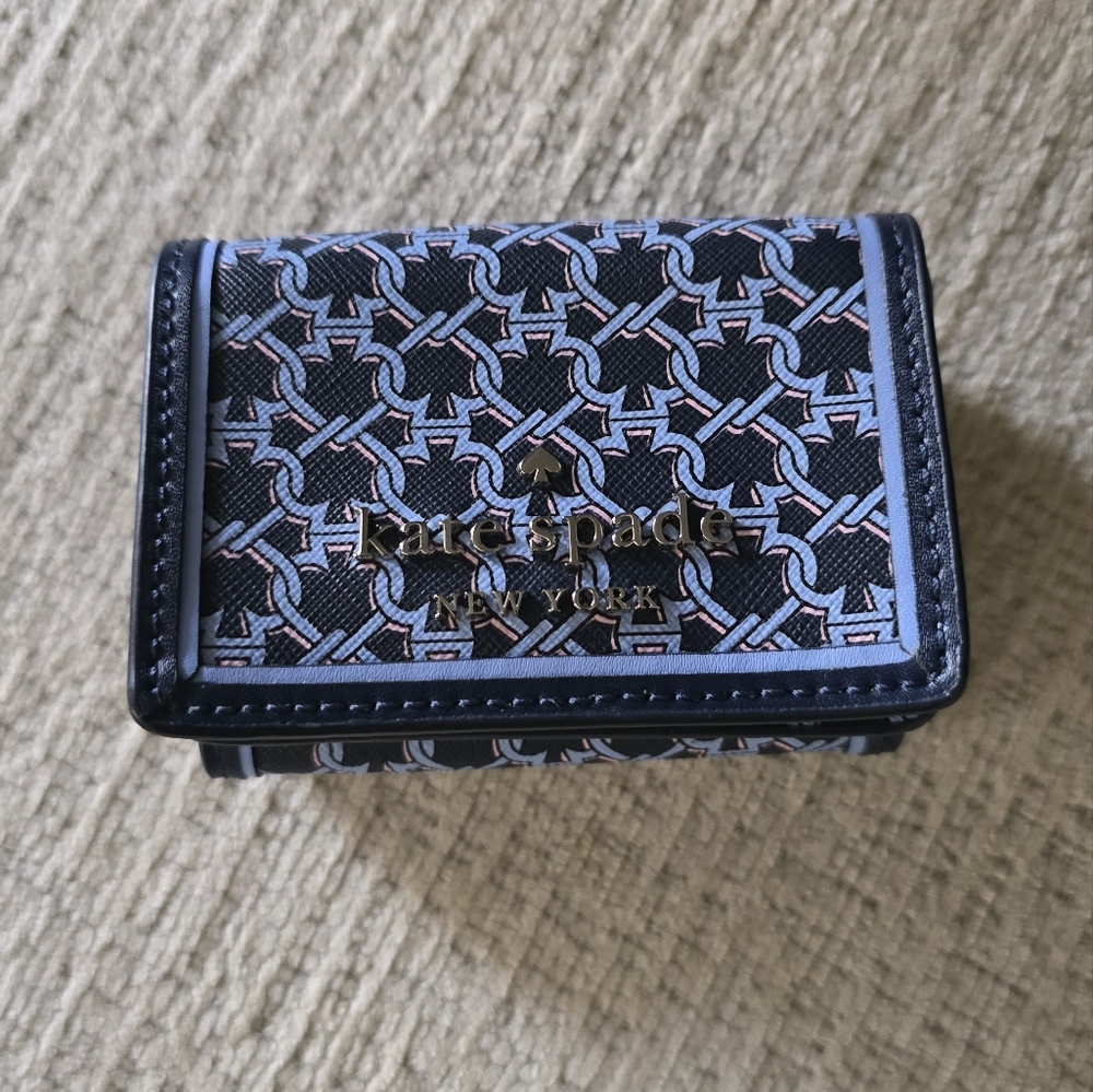 NWT Kate Spade Black and Blue Patterned Wallet - Picture 6 of 7